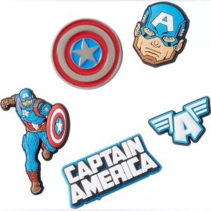 Crocs Jibbitz Marvel Captain America 5-Pack – Shoe Charms – Superhero Set – NWT